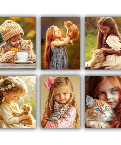 Girl with Cat Mini Paint By Numbers