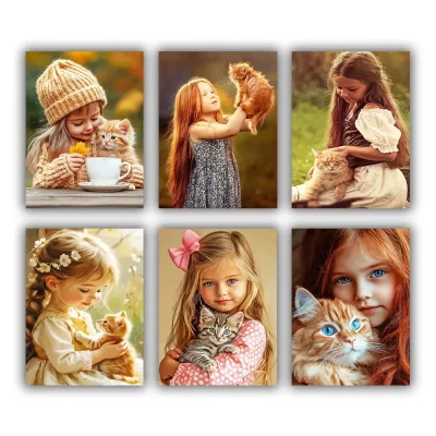 Girl with Cat Mini Paint By Numbers