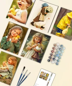 Girl with Duck Mini Paint By Numbers