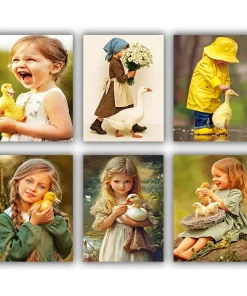 Girl with Duck Mini Paint By Numbers