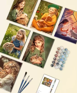 Girl with Rabbit Mini Paint By Numbers