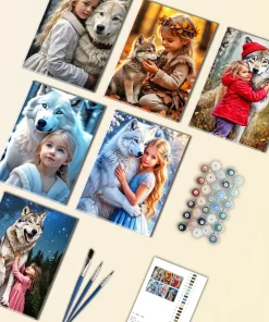 Girl with Wolf Mini Paint By Numbers