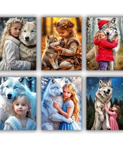 Girl with Wolf Mini Paint By Numbers