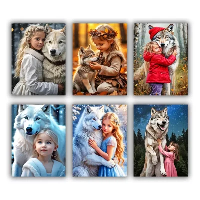 Girl with Wolf Mini Paint By Numbers