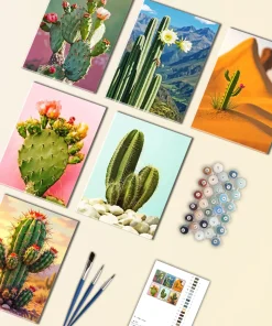 Green Cactus Mini Paint By Numbers