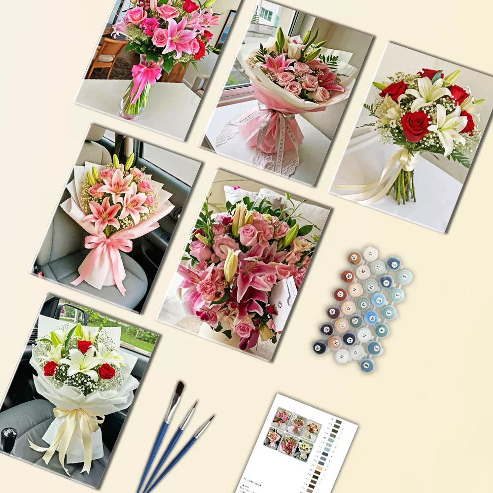 Lilies and Roses Mini Paint By Numbers