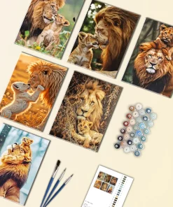 Lion and Cub Mini Paint By Numbers