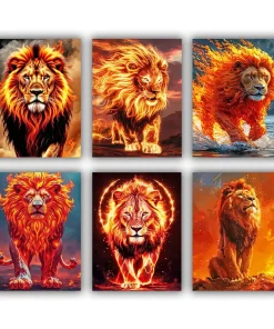 Lion and Fire Mini Paint By Numbers