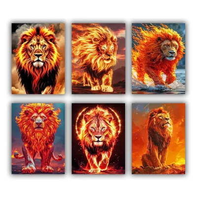 Lion and Fire Mini Paint By Numbers