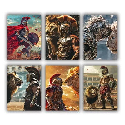 Lion and Gladiator Mini Paint By Numbers