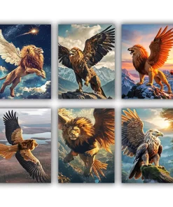 Lion and Griffin Mini Paint By Numbers