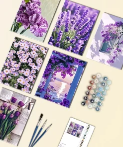 Purple Flowers Mini Paint By Numbers