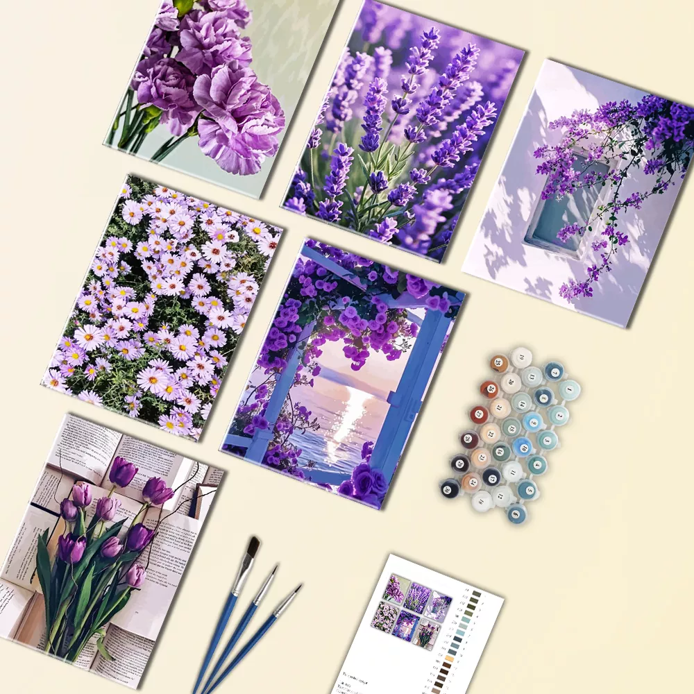 Purple Flowers Mini Paint By Numbers Purple Flowers Mini Paint By Numbers