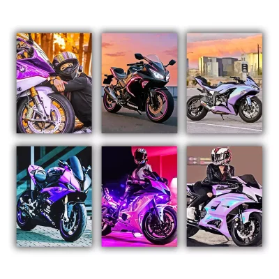 Purple Motorcycle Mini Paint By Numbers
