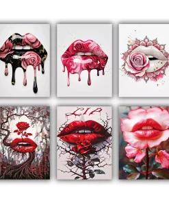 Lips with Rose Mini Paint By Numbers