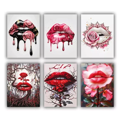 Lips with Rose Mini Paint By Numbers